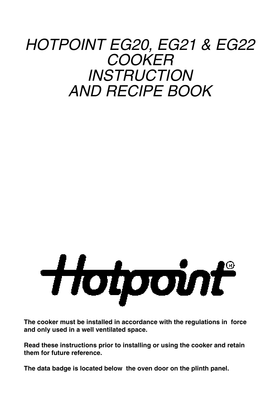 Hotpoint EG21 & EG22 User Manual | 32 pages