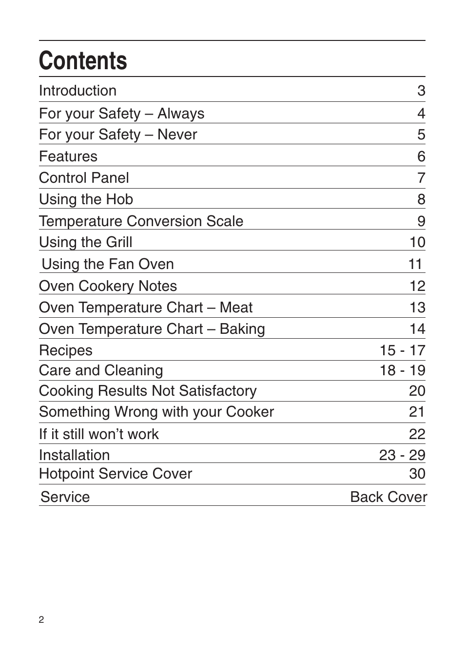 Hotpoint EG21 & EG22 User Manual | Page 2 / 32