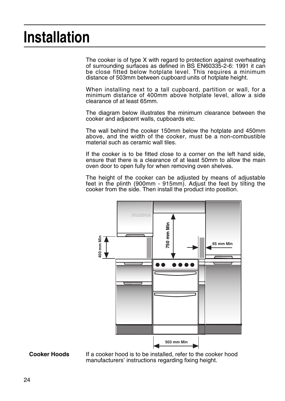 Installation | Hotpoint EG21 & EG22 User Manual | Page 24 / 32
