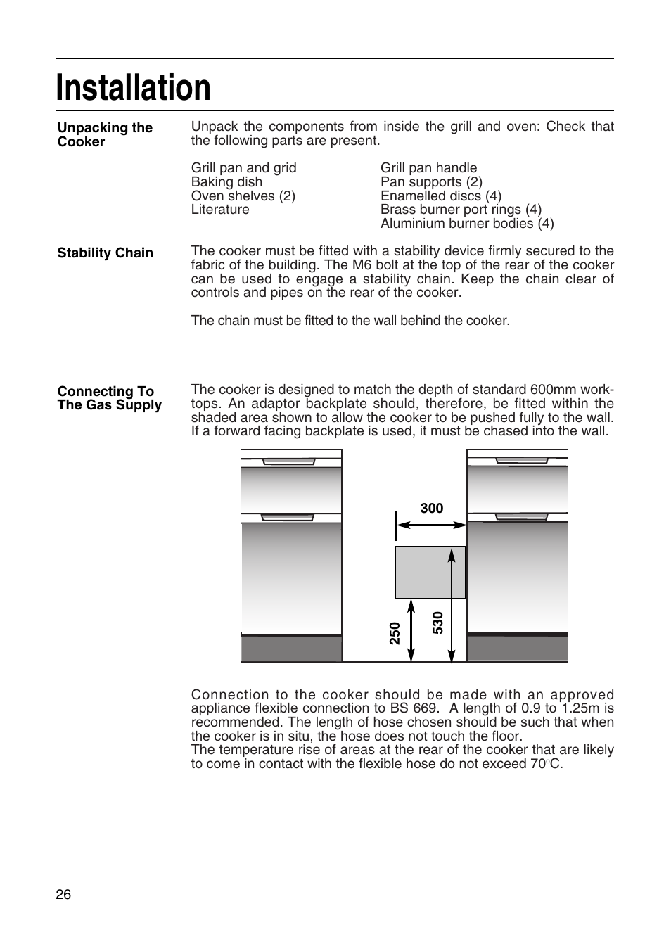 Installation | Hotpoint EG21 & EG22 User Manual | Page 26 / 32