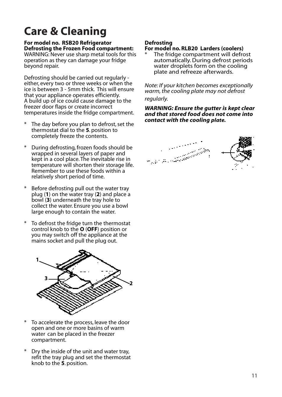 Care & cleaning | Hotpoint RLB20 User Manual | Page 11 / 20