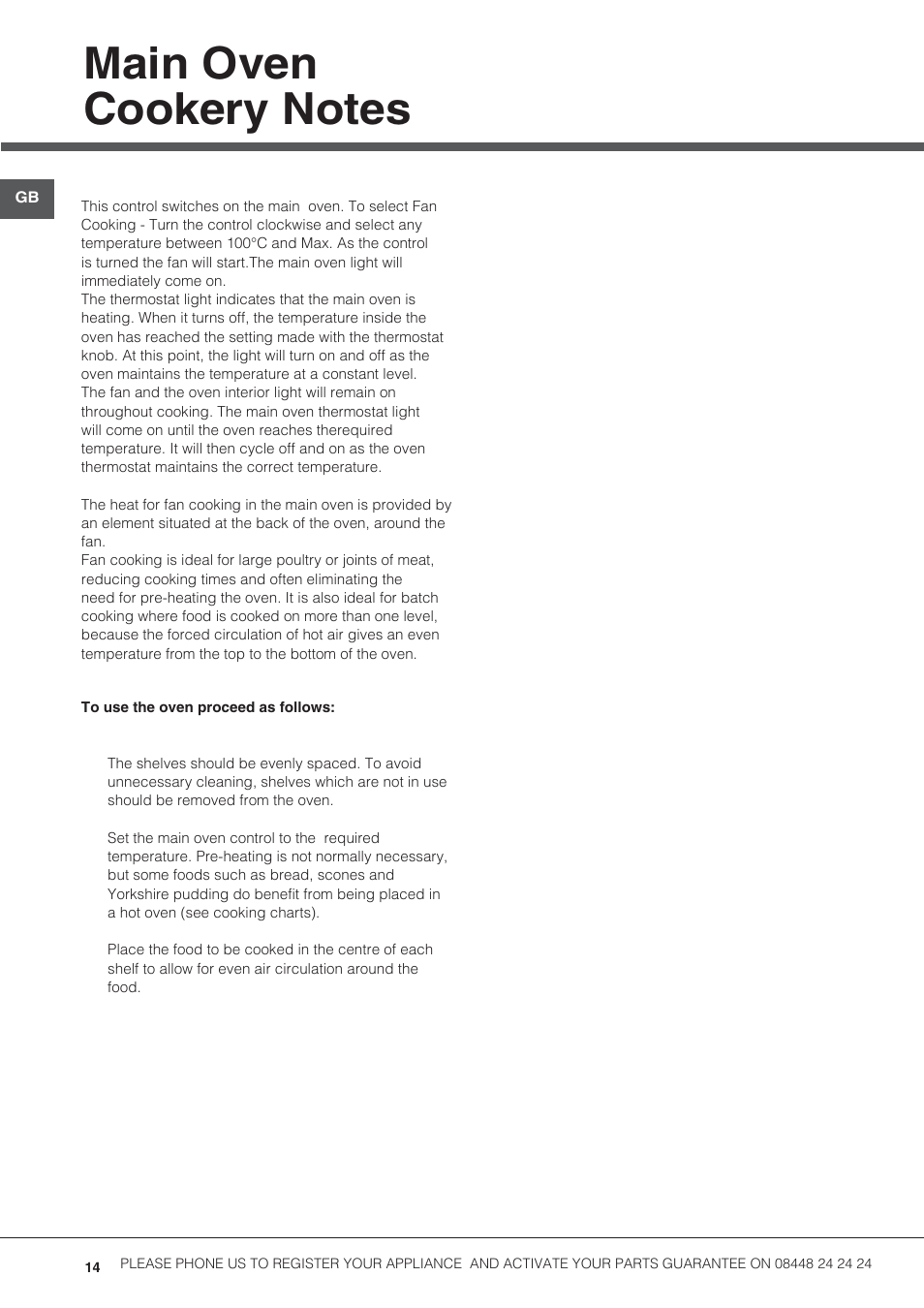 Hotpoint 50cm Electric Cooker HUE52G User Manual | Page 14 / 24