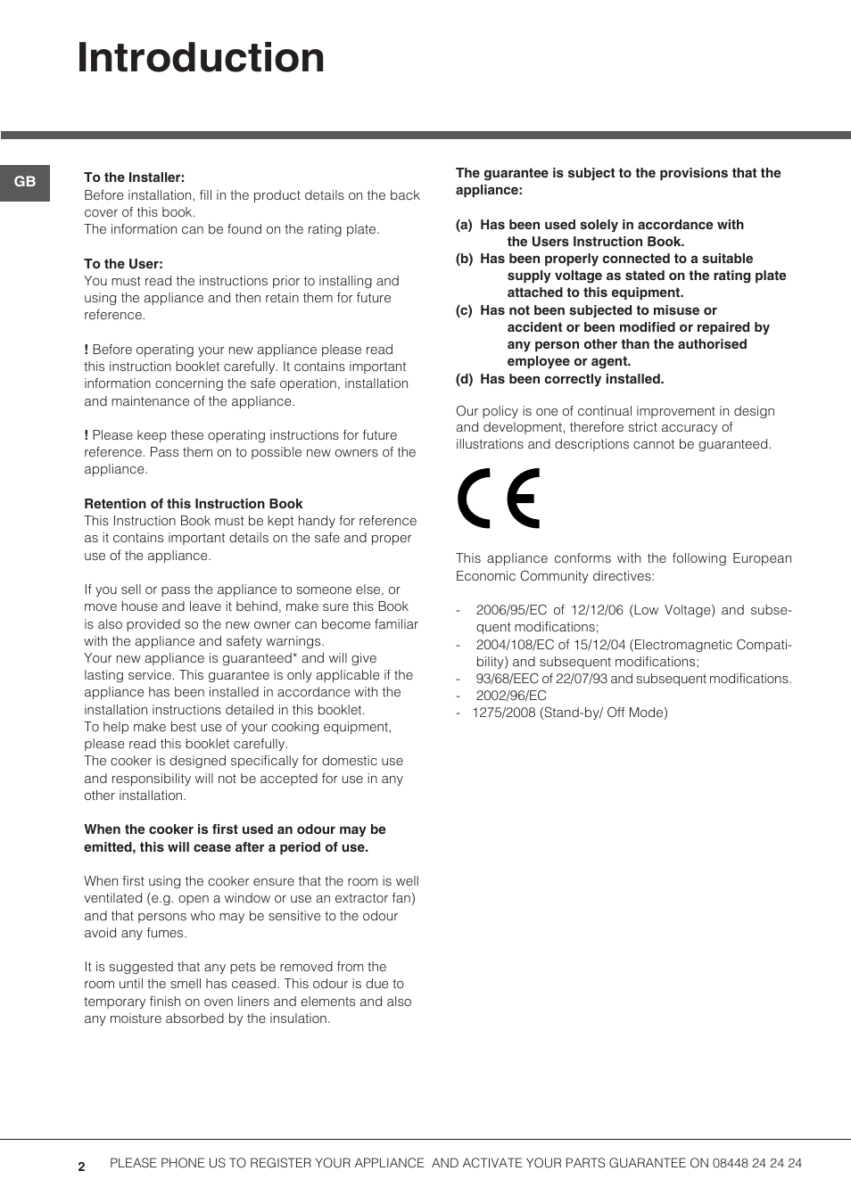 Introduction | Hotpoint 50cm Electric Cooker HUE52G User Manual | Page 2 / 24