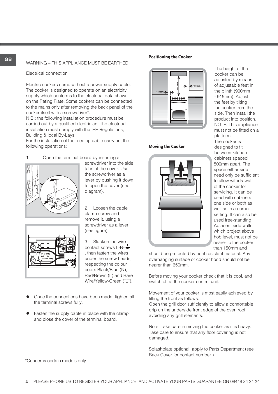 Hotpoint 50cm Electric Cooker HUE52G User Manual | Page 4 / 24