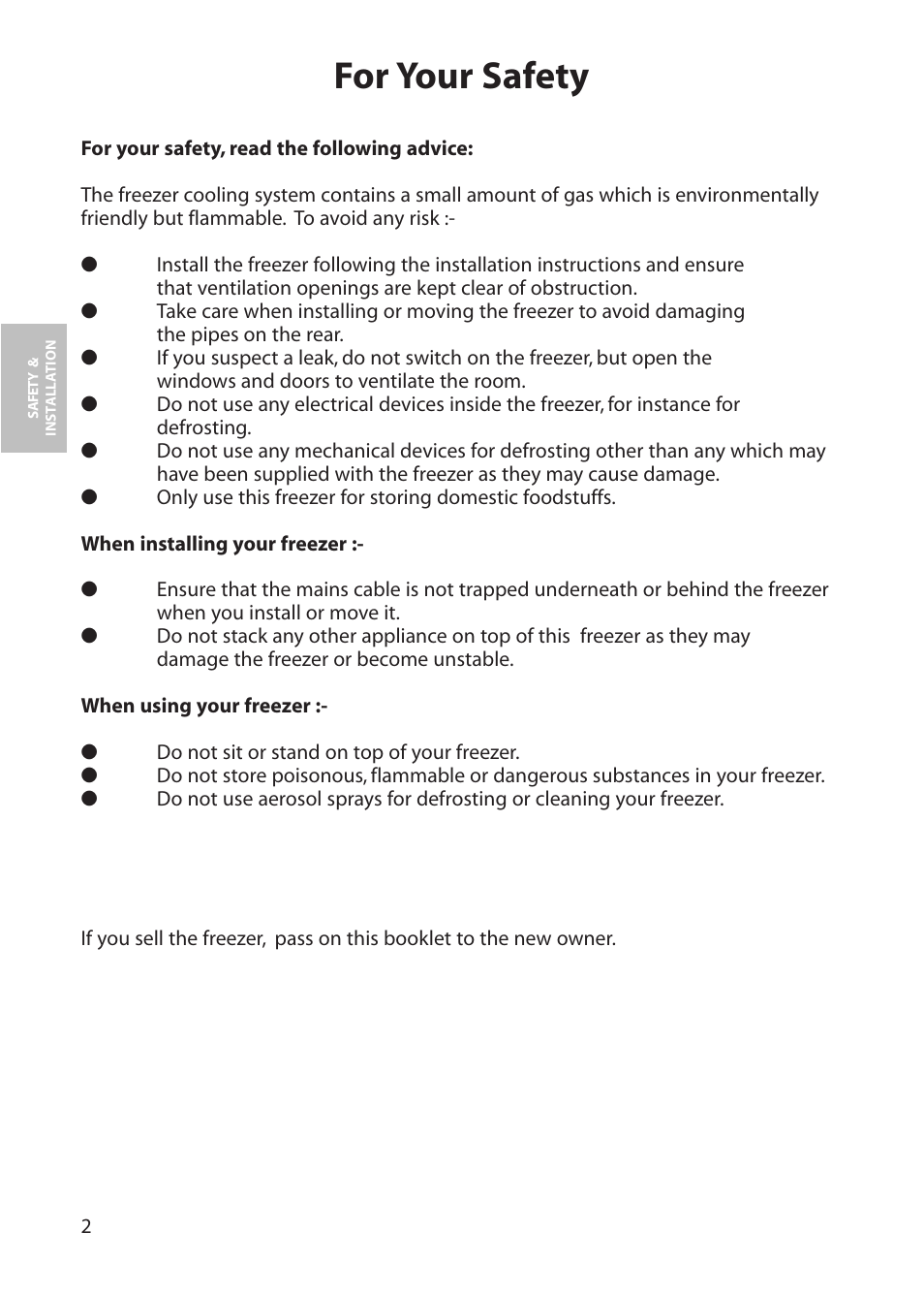 For your safety | Hotpoint FZM80 User Manual | Page 2 / 20