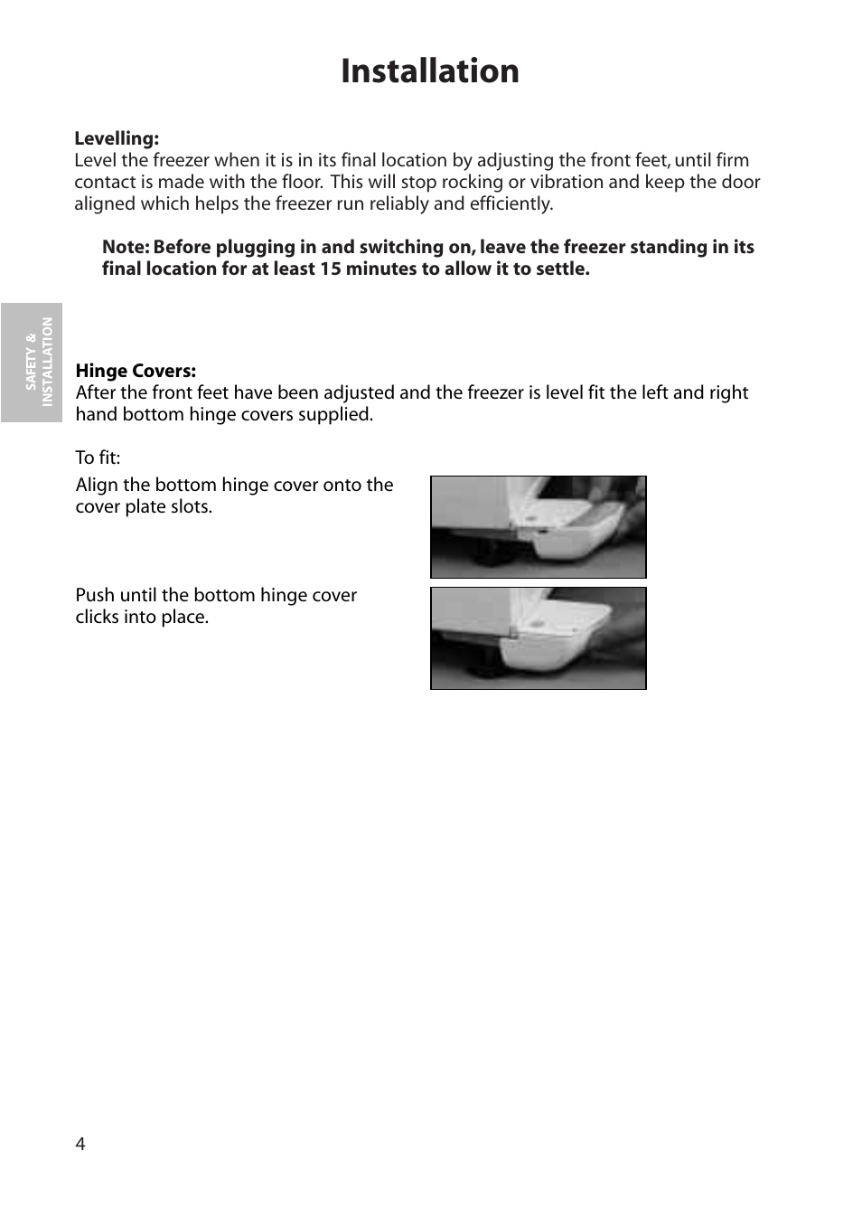 Installation | Hotpoint FZM80 User Manual | Page 4 / 20