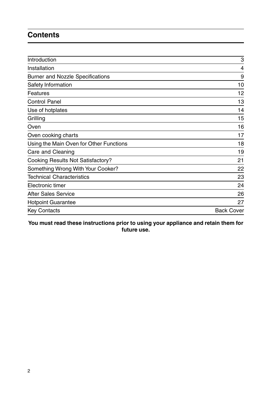 Hotpoint GW38K User Manual | Page 2 / 28
