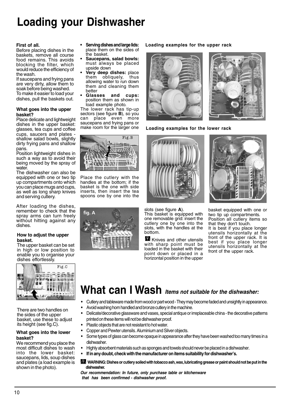 Loading your dishwasher, What can i wash | Hotpoint SDW80 User Manual | Page 10 / 20