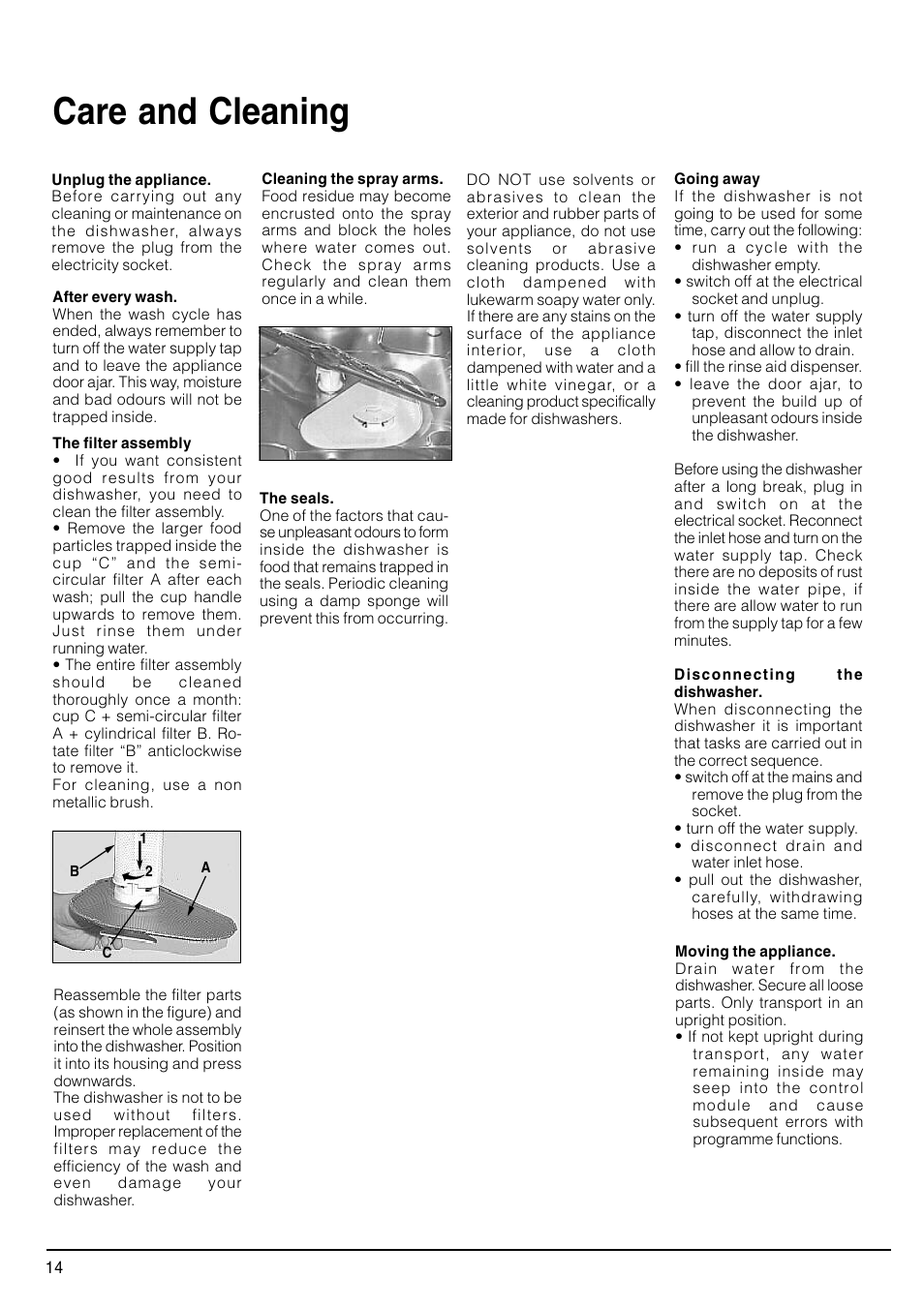 Care and cleaning | Hotpoint SDW80 User Manual | Page 14 / 20