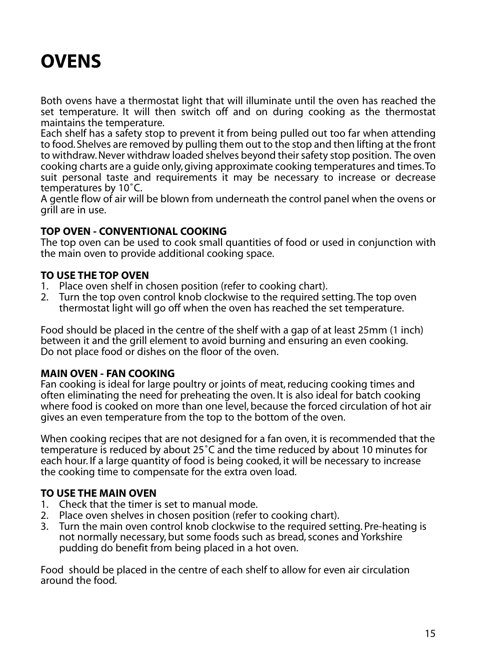 Ovens | Hotpoint EG72 User Manual | Page 15 / 32