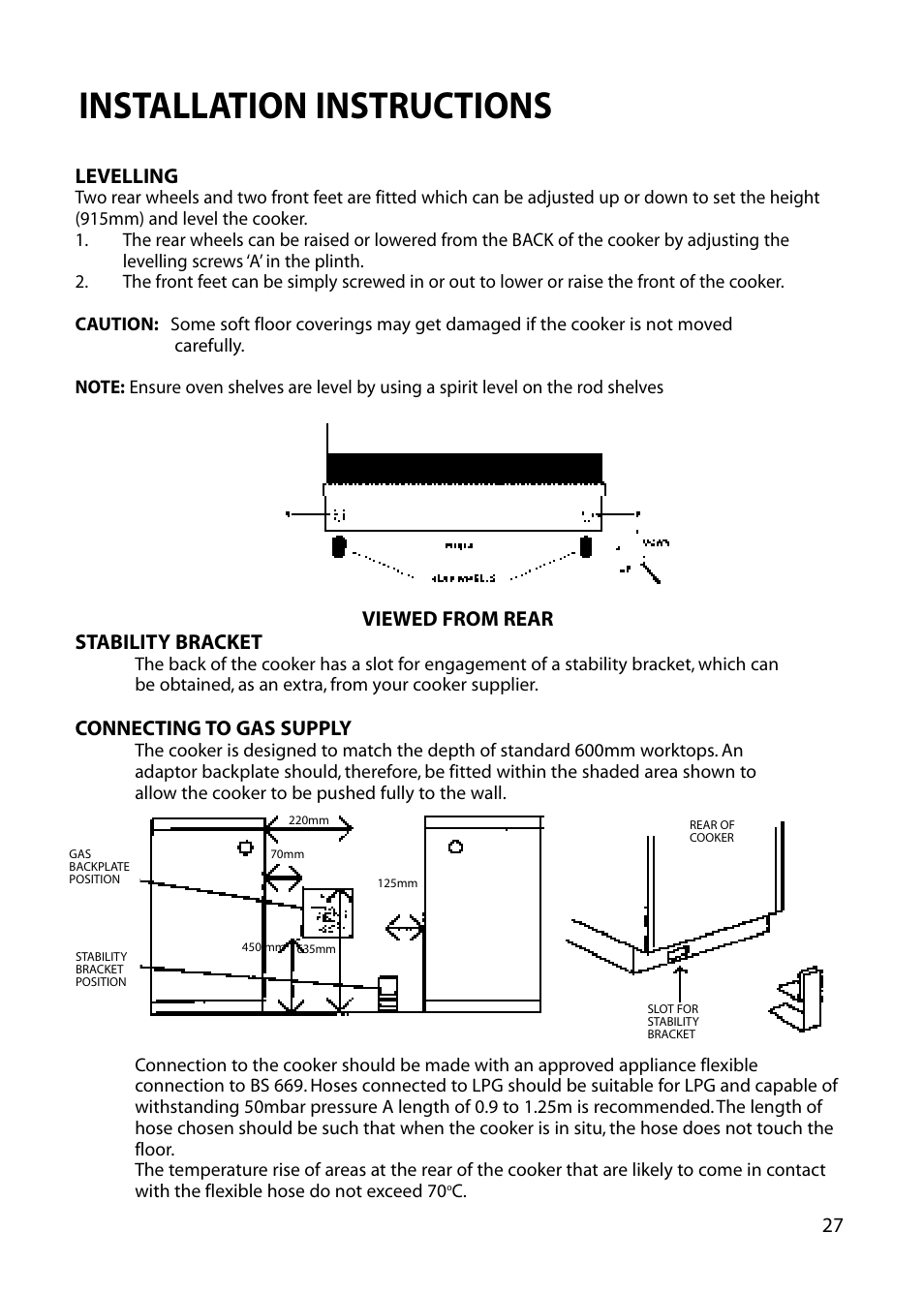 Installation instructions | Hotpoint EG72 User Manual | Page 27 / 32