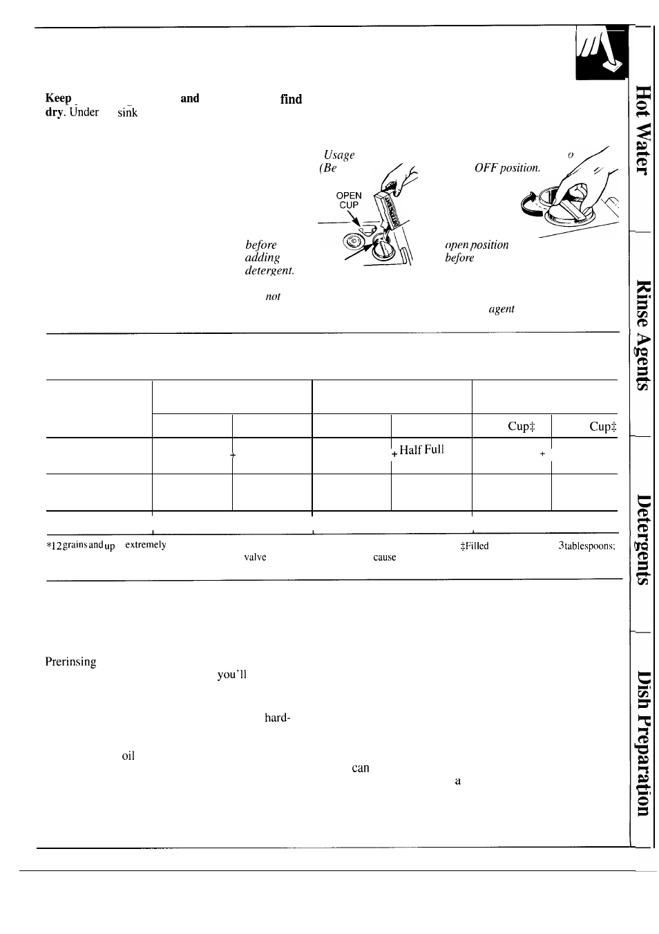 Soil level, Dispenser cups, Detergent usage guide | How to choose and use the right detergent | Hotpoint HDA130S User Manual | Page 7 / 16