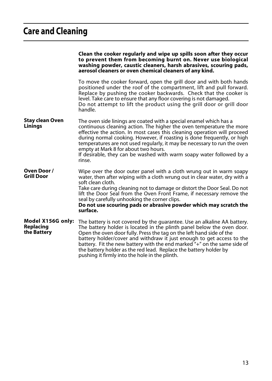 Care and cleaning | Hotpoint 5TCG User Manual | Page 15 / 24
