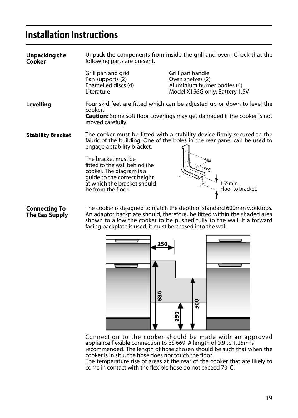 Installation instructions | Hotpoint 5TCG User Manual | Page 21 / 24