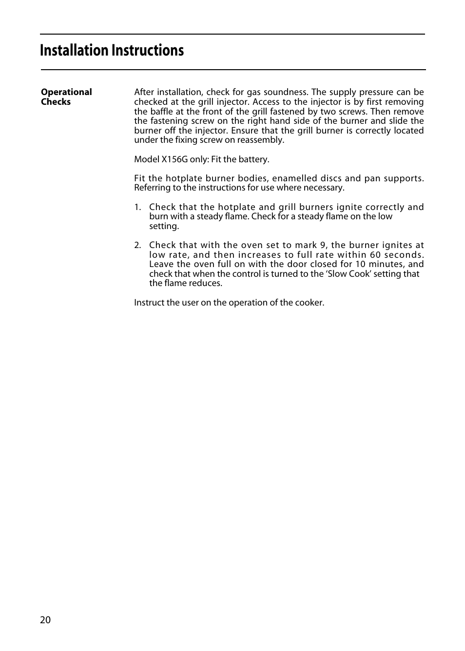 Installation instructions | Hotpoint 5TCG User Manual | Page 22 / 24
