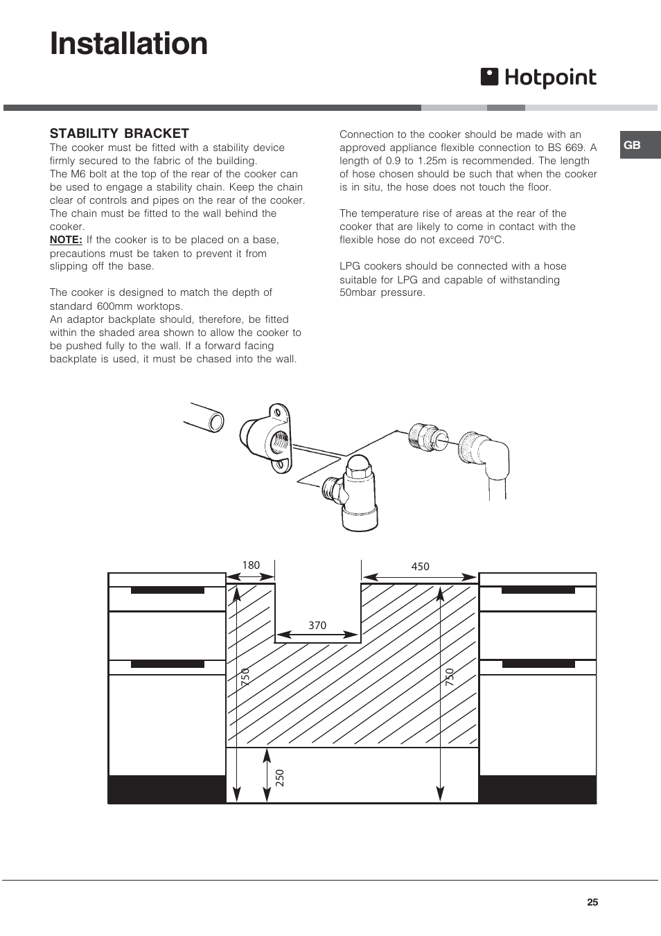 Installation | Hotpoint EG1000GX User Manual | Page 25 / 32