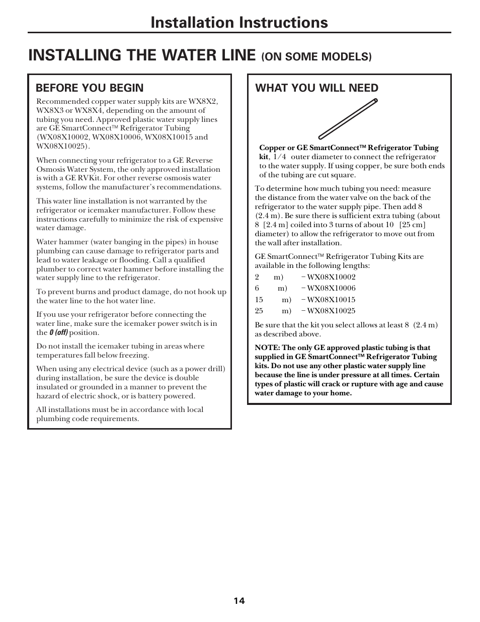 Water line installation, Water line installation –17, Installing the water line | Installation instructions, On some models), Before you begin, What you will need | Hotpoint 18 User Manual | Page 14 / 32