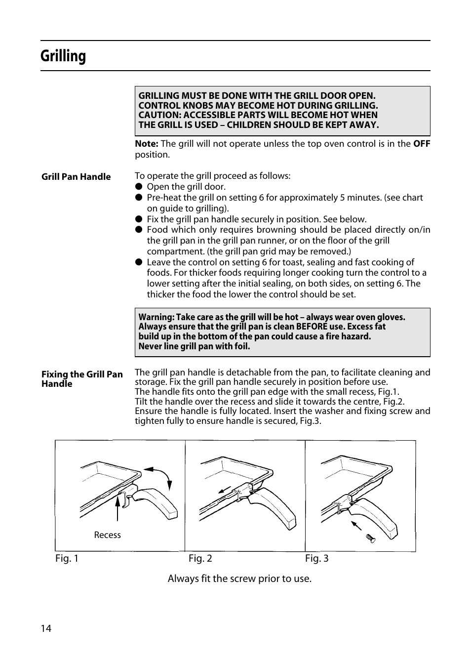 Grilling | Hotpoint EDC51 User Manual | Page 14 / 28