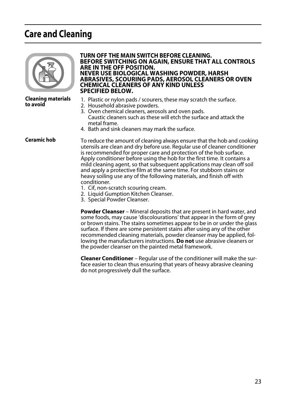 Care and cleaning | Hotpoint EDC51 User Manual | Page 23 / 28