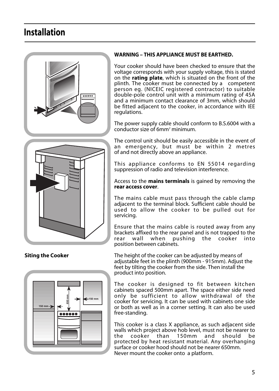 Installation | Hotpoint EDC51 User Manual | Page 5 / 28