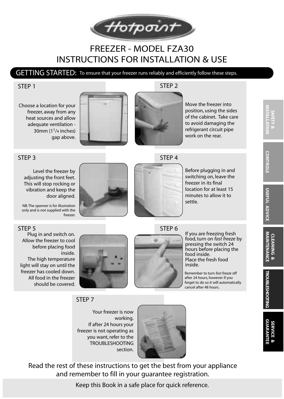 Hotpoint FZA30 User Manual | 20 pages