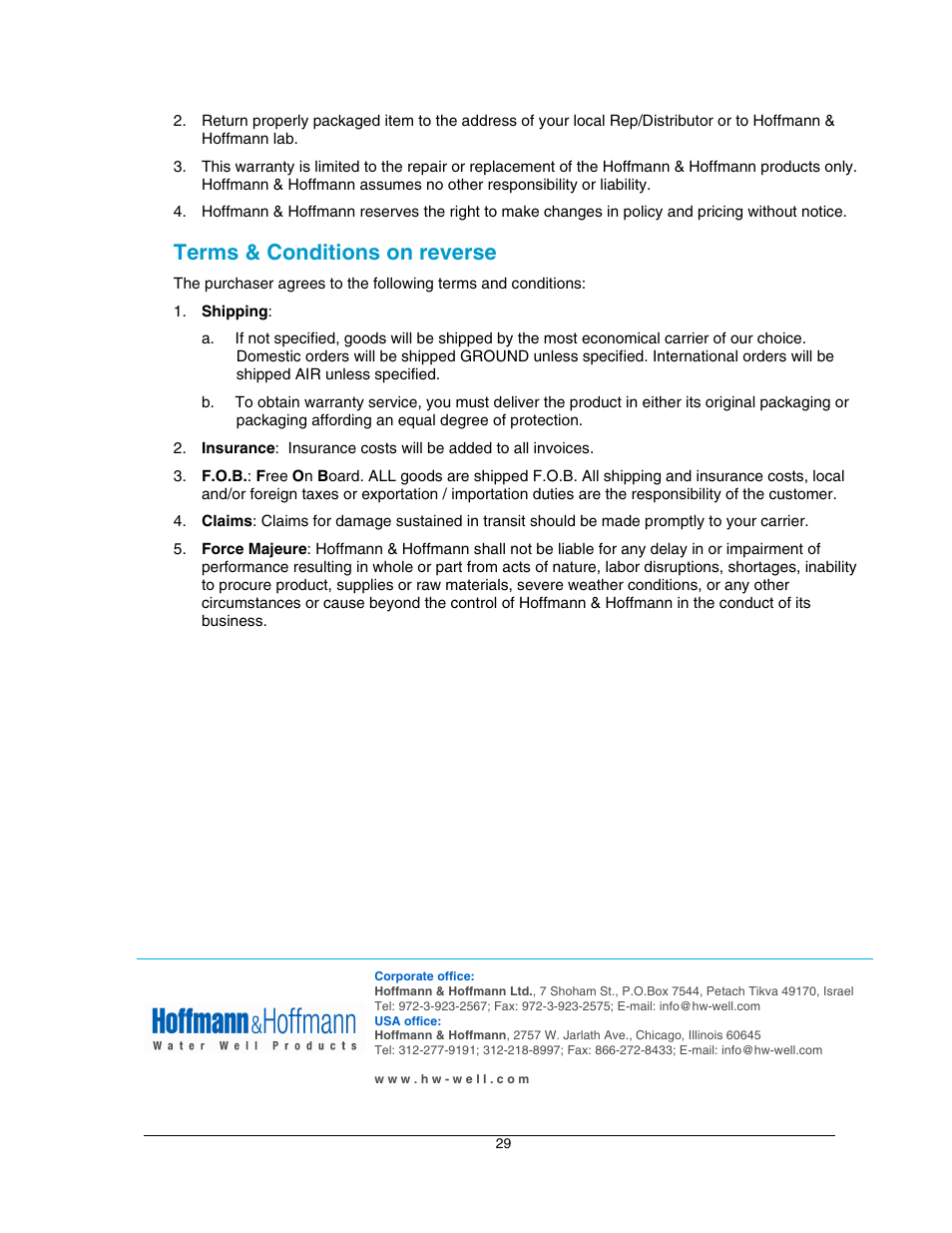 Terms & conditions on reverse | Hoffman Media DRIPMASTER EDD-4C User Manual | Page 29 / 29
