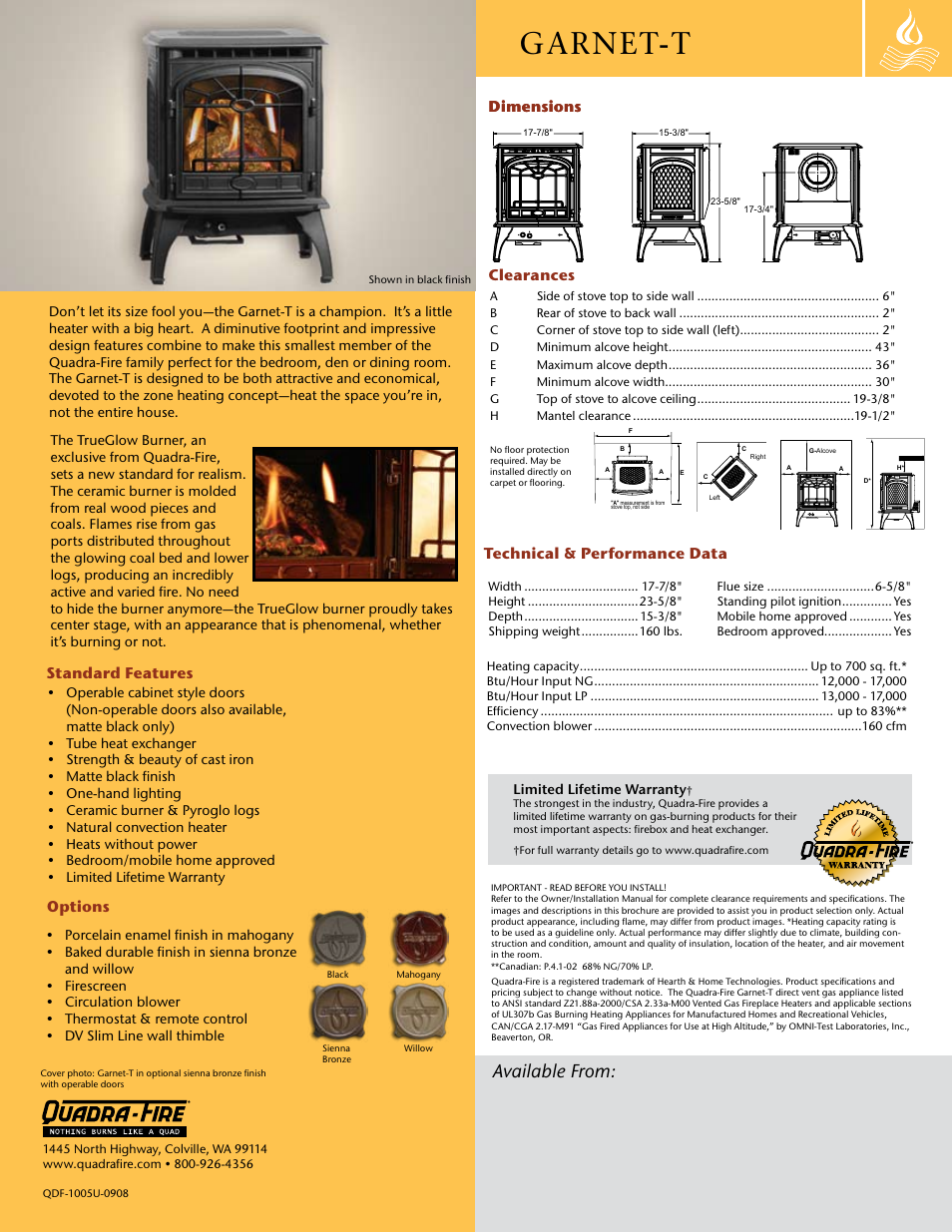 Garnet-t, Available from | Hearth and Home Technologies Garnet-T Cast Iron User Manual | Page 2 / 2