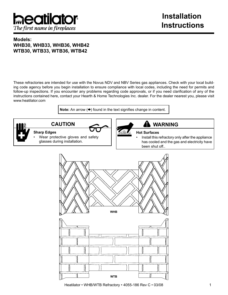 Hearth and Home Technologies WHB30 User Manual | 4 pages