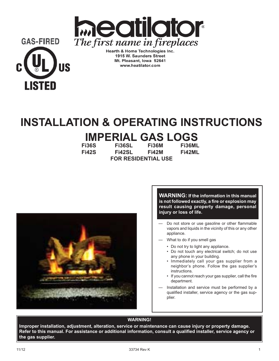 Hearth and Home Technologies FI42SL User Manual | 24 pages