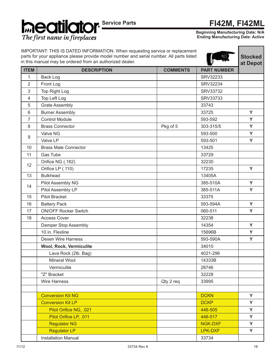 Fi42m, fi42ml | Hearth and Home Technologies FI42SL User Manual | Page 18 / 24