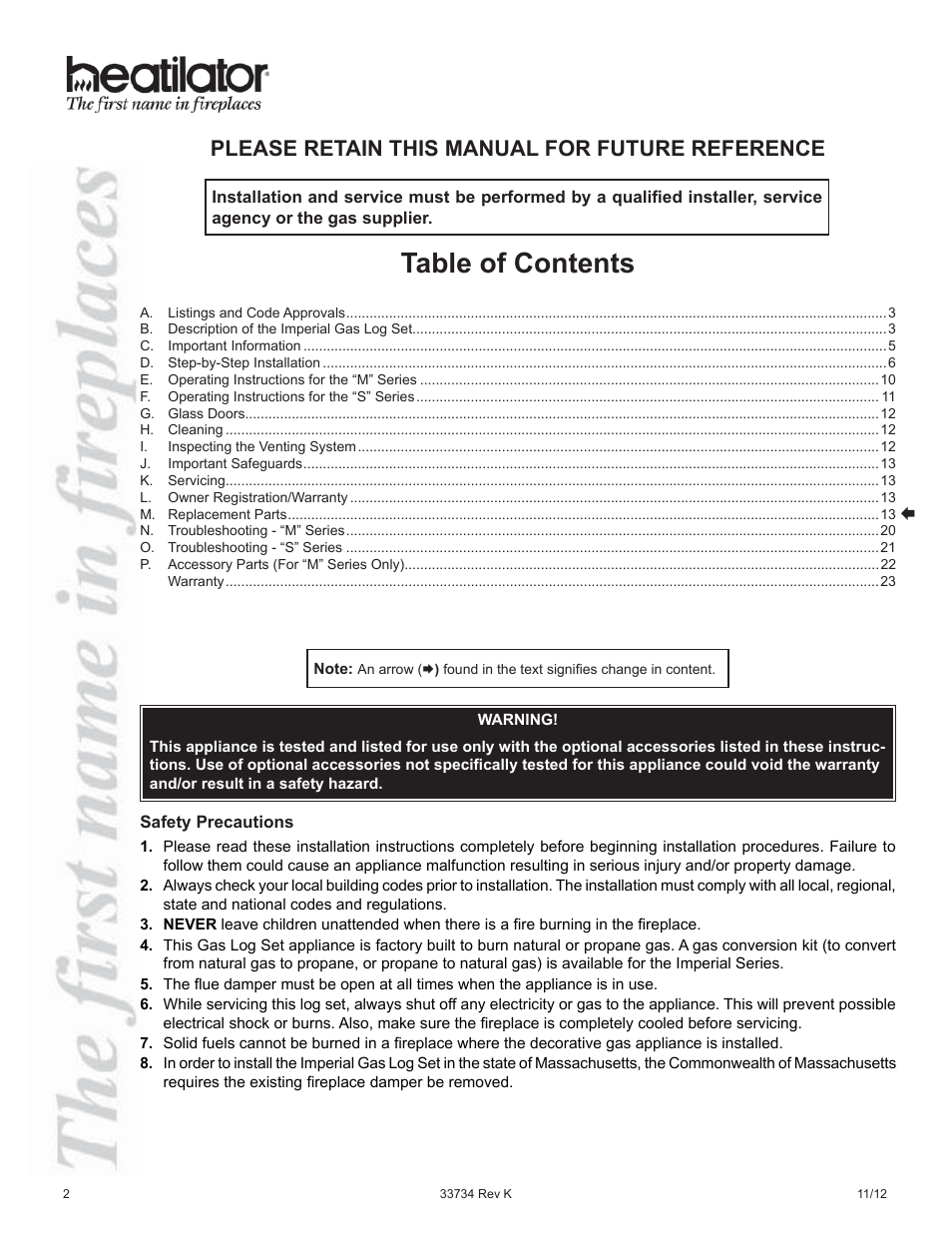 Hearth and Home Technologies FI42SL User Manual | Page 2 / 24