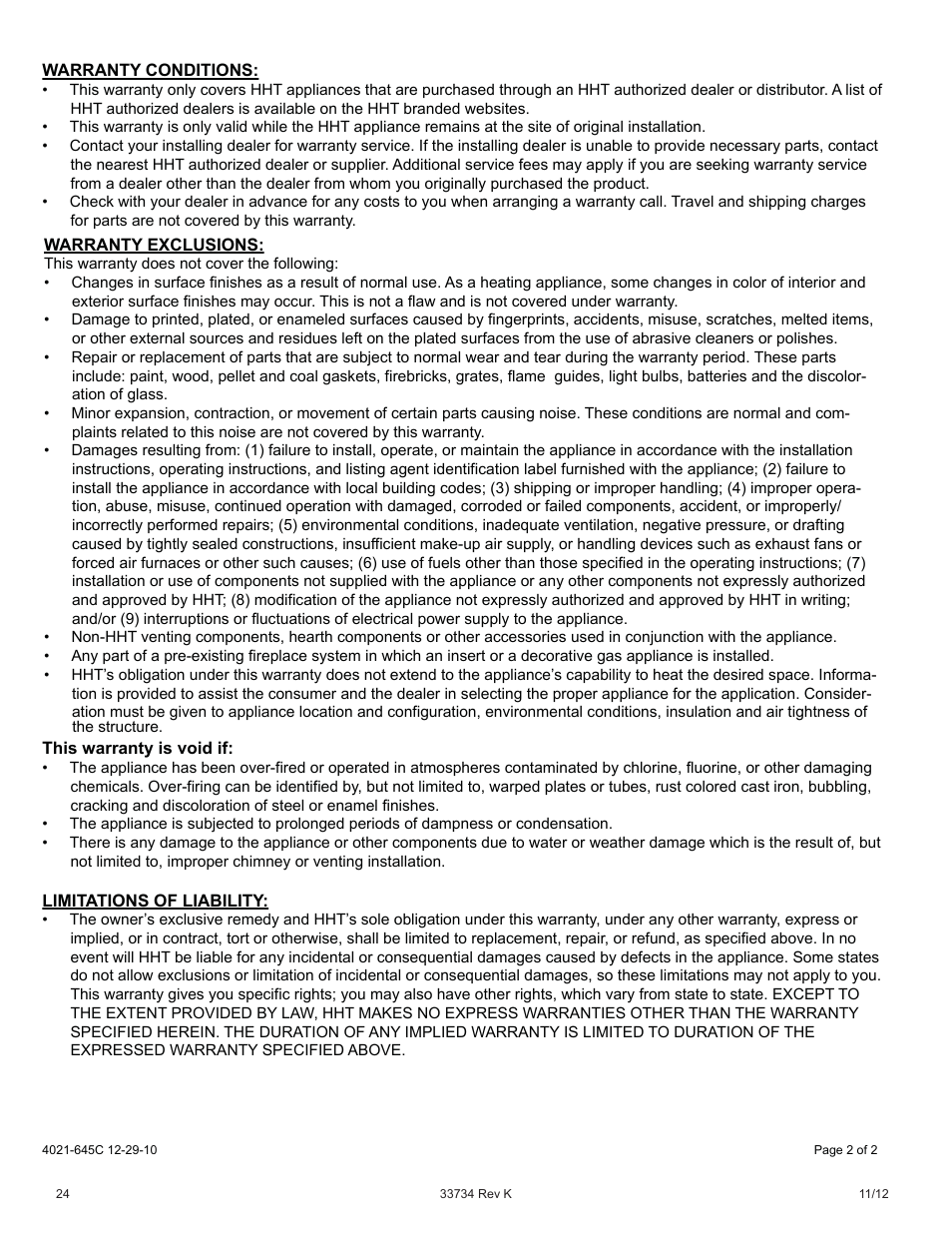 Hearth and Home Technologies FI42SL User Manual | Page 24 / 24