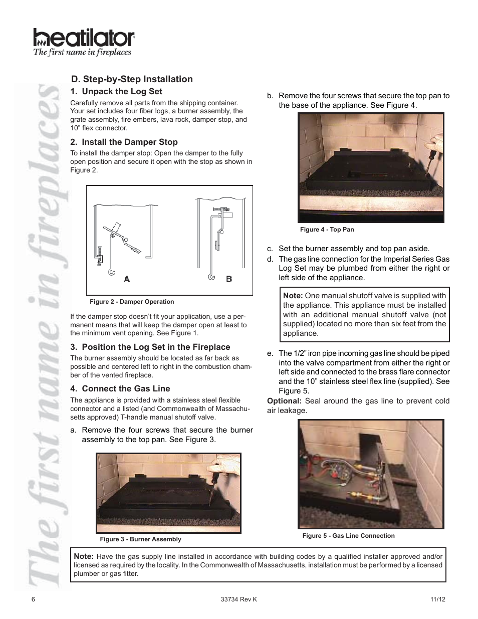 D. step-by-step installation | Hearth and Home Technologies FI42SL User Manual | Page 6 / 24