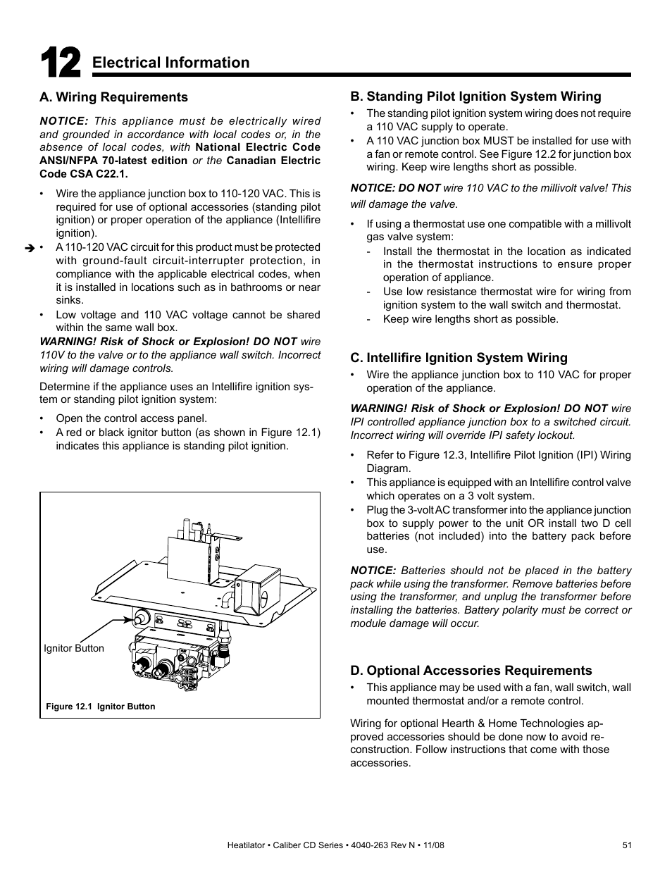 Electrical information | Hearth and Home Technologies Direct Vent Gas Appliance CD4842LR User Manual | Page 51 / 80