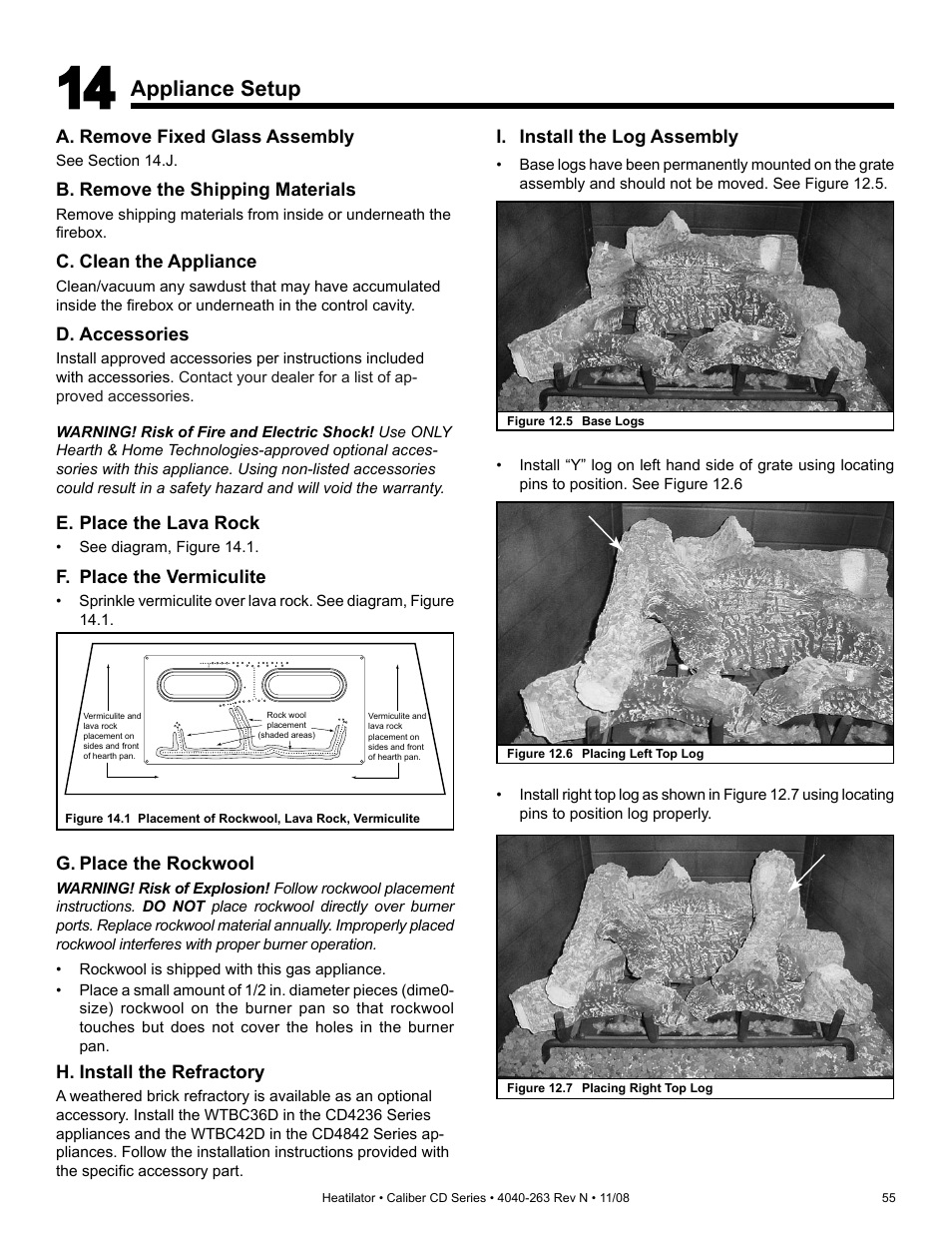 Appliance setup | Hearth and Home Technologies Direct Vent Gas Appliance CD4842LR User Manual | Page 55 / 80