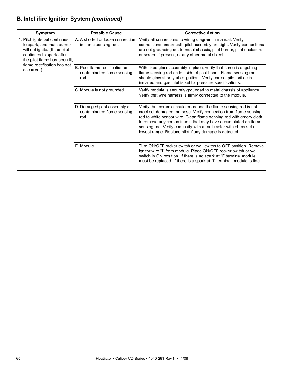 B. intellifi re ignition system (continued) | Hearth and Home Technologies Direct Vent Gas Appliance CD4842LR User Manual | Page 60 / 80