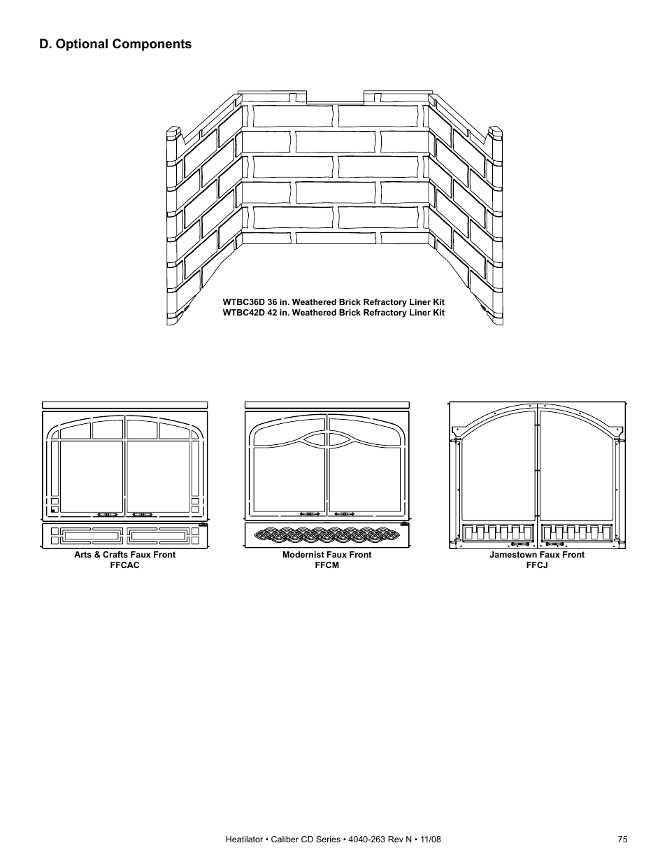 D. optional components | Hearth and Home Technologies Direct Vent Gas Appliance CD4842LR User Manual | Page 75 / 80