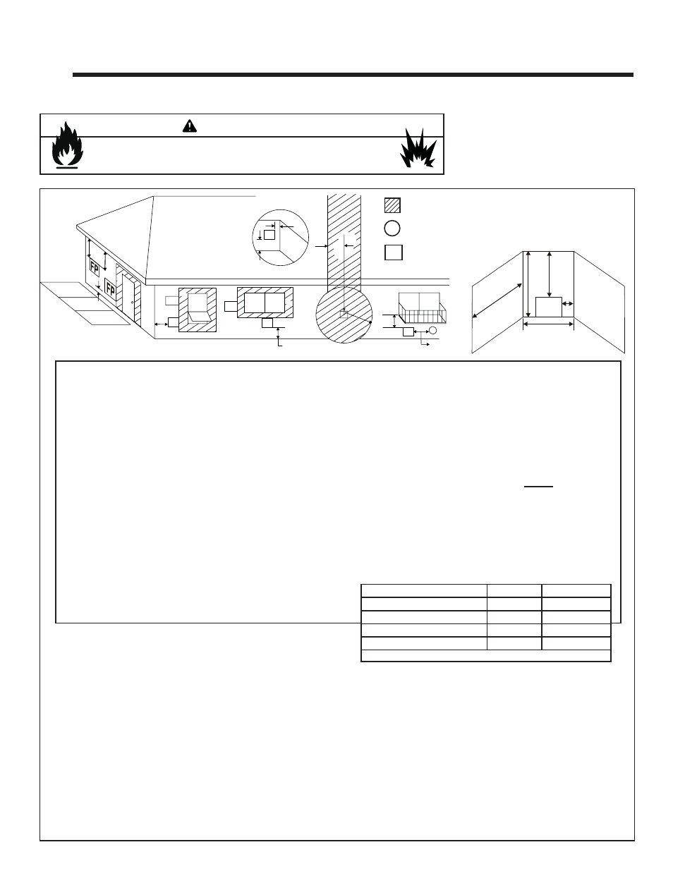 Termination locations, Warning, A. appliance opening minimum clearances | Hearth and Home Technologies Heat & Glo Twilight II-B User Manual | Page 10 / 40