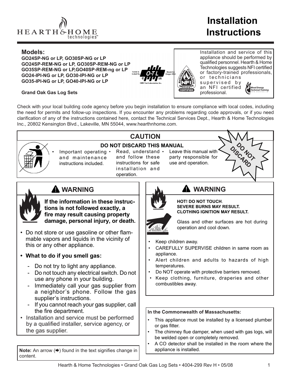Hearth and Home Technologies GO24-IPI-LP User Manual | 27 pages