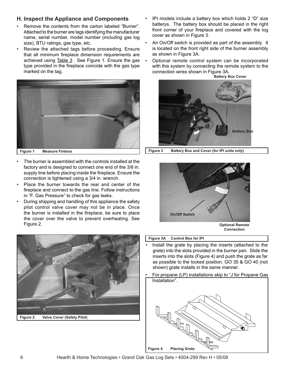 H. inspect the appliance and components | Hearth and Home Technologies GO24-IPI-LP User Manual | Page 6 / 27