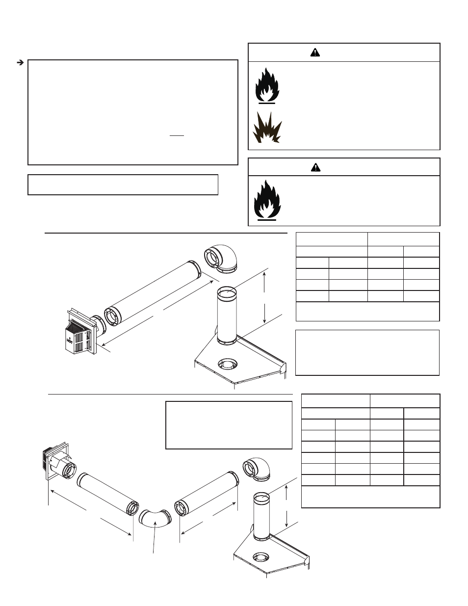 Warning, Top vent - horizontal termination, E. vent diagrams | Hearth and Home Technologies 6000G-IPI User Manual | Page 25 / 74