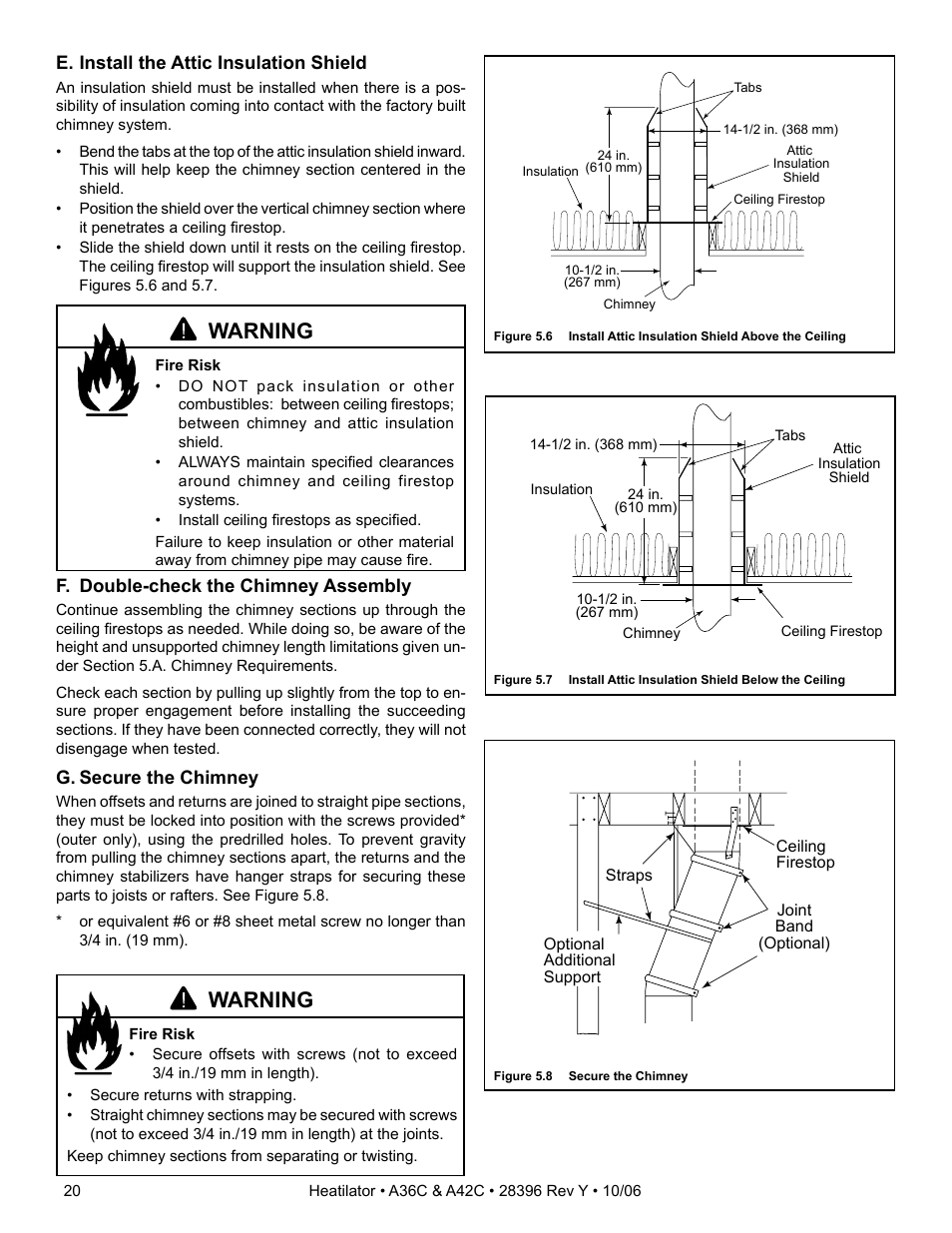 Warning | Hearth and Home Technologies A42CH  EN User Manual | Page 20 / 52