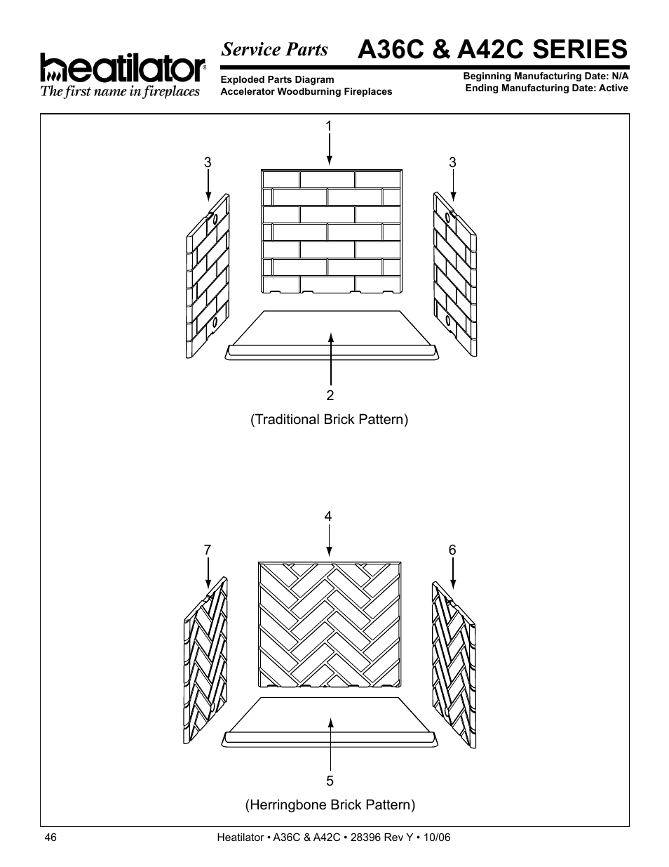 A36c & a42c series, Service parts | Hearth and Home Technologies A42CH  EN User Manual | Page 46 / 52