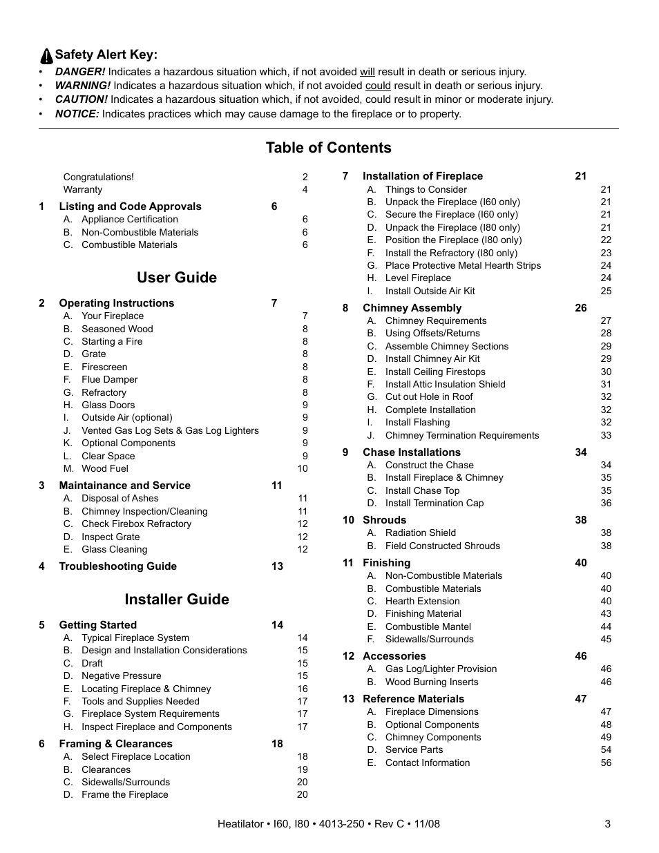 Hearth and Home Technologies I60 User Manual | Page 3 / 56