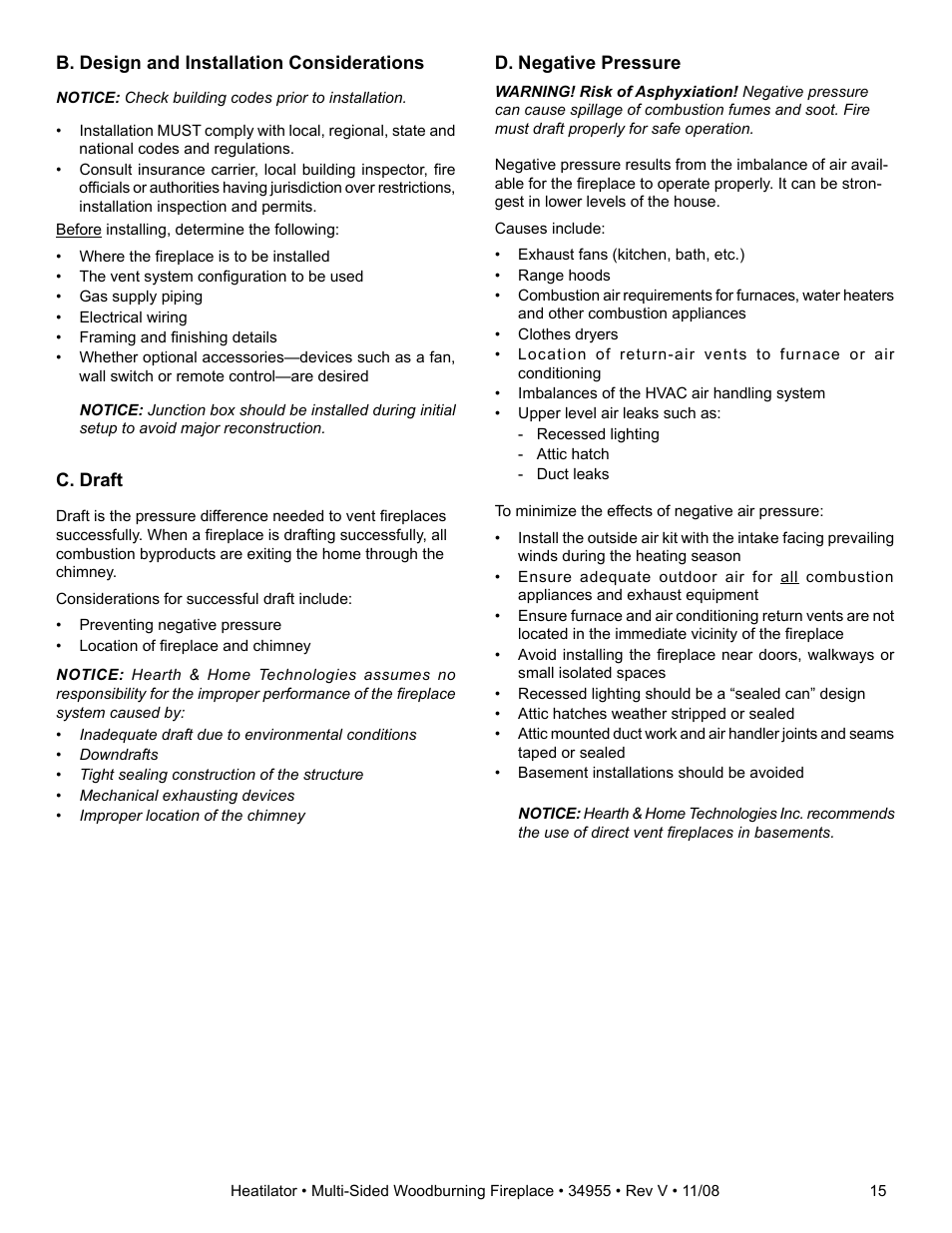 Hearth and Home Technologies Heatilator FL92 User Manual | Page 15 / 48