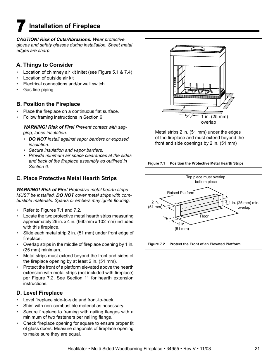 Installation of fireplace | Hearth and Home Technologies Heatilator FL92 User Manual | Page 21 / 48