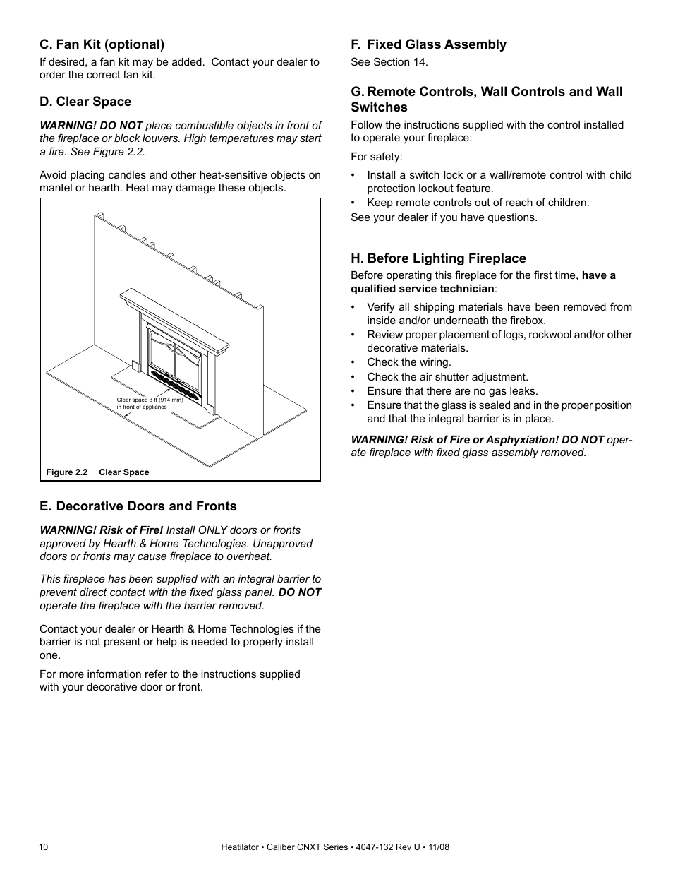 Hearth and Home Technologies Direct Vent Gas Appliance CNXT4236IT User Manual | Page 10 / 80