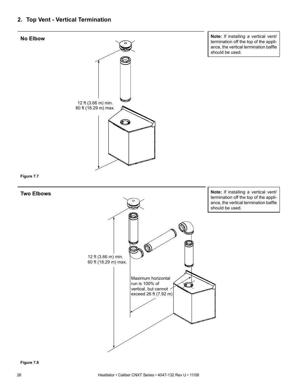 Top vent - vertical termination | Hearth and Home Technologies Direct Vent Gas Appliance CNXT4236IT User Manual | Page 26 / 80