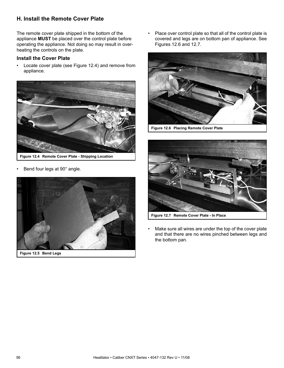 H. install the remote cover plate | Hearth and Home Technologies Direct Vent Gas Appliance CNXT4236IT User Manual | Page 56 / 80