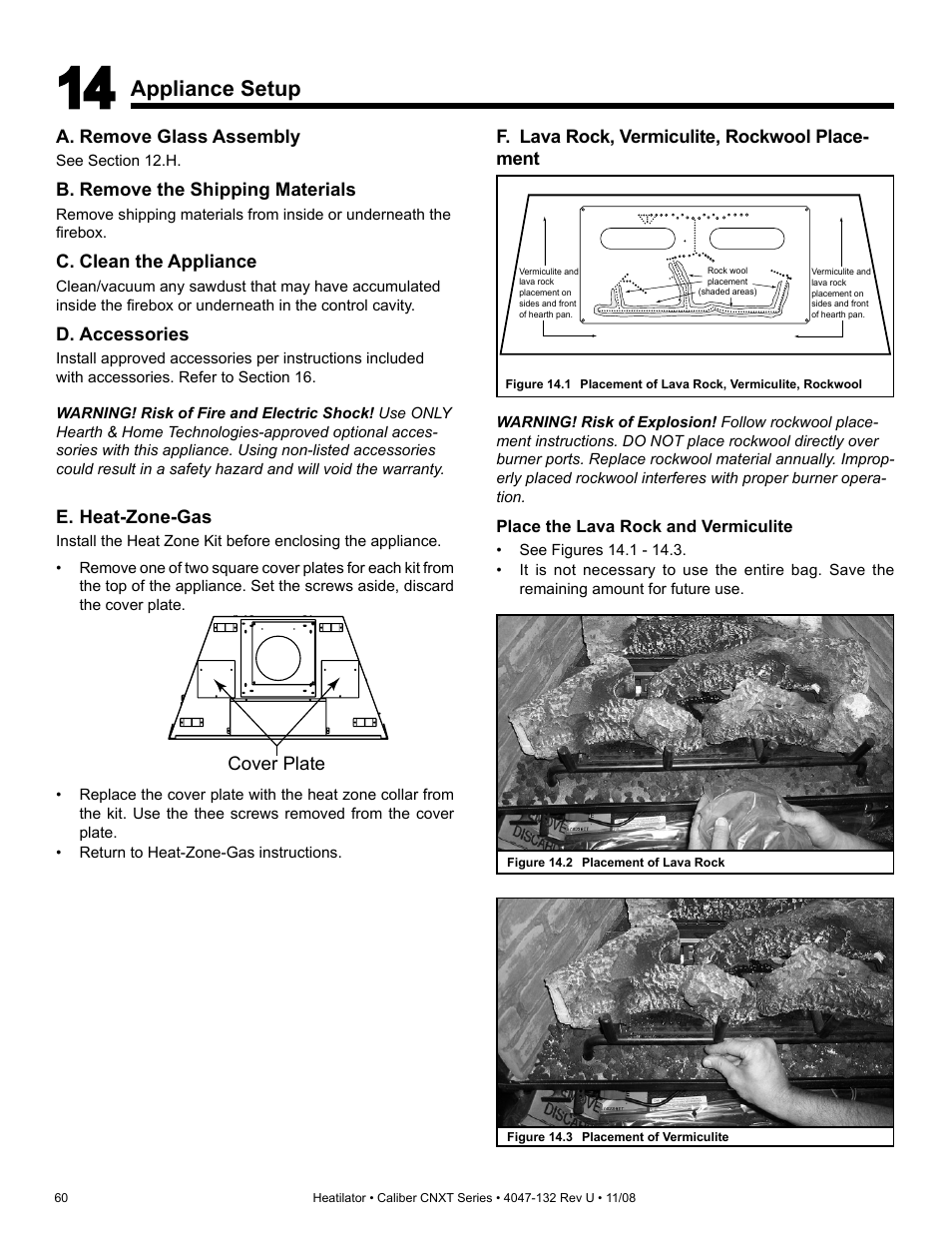 Appliance setup | Hearth and Home Technologies Direct Vent Gas Appliance CNXT4236IT User Manual | Page 60 / 80